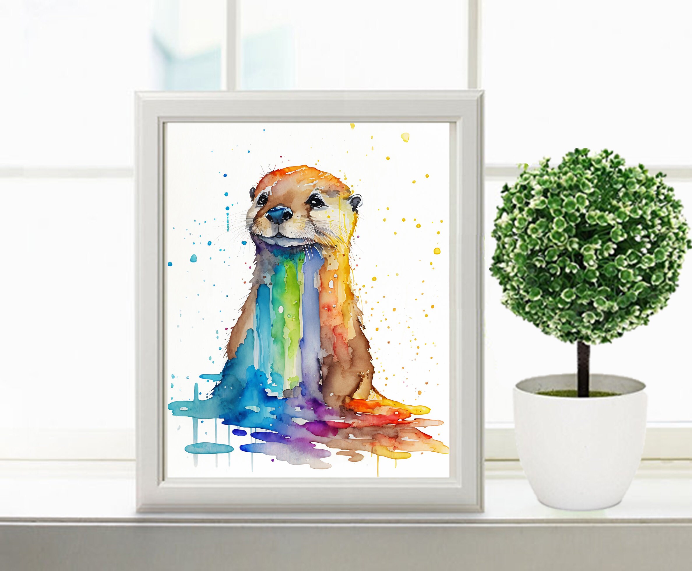 Discover Watercolor Otter PRINTABLE ART - Cute Otter Print Otter Gifts Poster Animals, No Frame