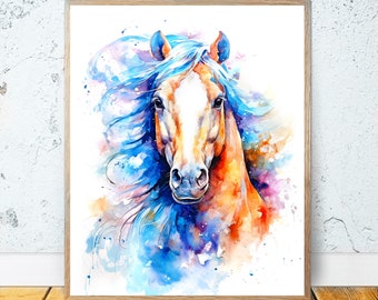 Watercolor Horse PRINTABLE ART Horse Print Download Horse Poster Gift Animals Decor Animal Painting Colorful Illustration Nature Art #49