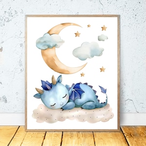 Set of 6 Baby Dragons, PRINTABLE WALL ART, Dragon Nursery Decor ...