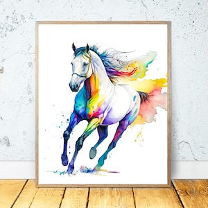 Arte para impressão de cavalo em aquarela Impressão de cavalo, impressão de cavalo, pôster de cavalo, presente de cavalo, decoração de cavalo pintura de cavalo, casa de fazenda, berçário #64