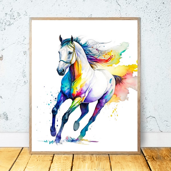 Aquarelle cheval PRINTABLE ART impression de cheval, cheval imprimable, affiche de cheval, cadeau de cheval, peinture de cheval de décor de cheval, maison de ferme, pépinière #64