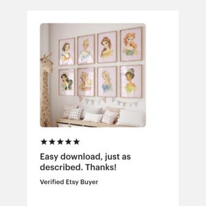 Set 15 Princess PRINTABLE ART Princess Prints Girl Nursery Decor Boho Fairy Tale Girl Room Decor Pink Princess Nursery Decoration Princesses image 13