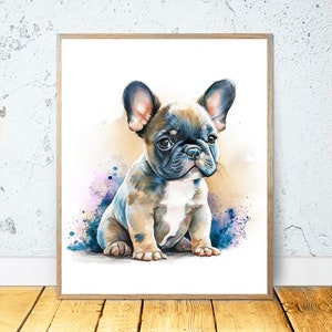 French Bulldog Baby Watercolor PRINTABLE ART Animal Illustration Home Decor Dog Print French Bulldog Painting Pet Print Dog Lover Gift #3