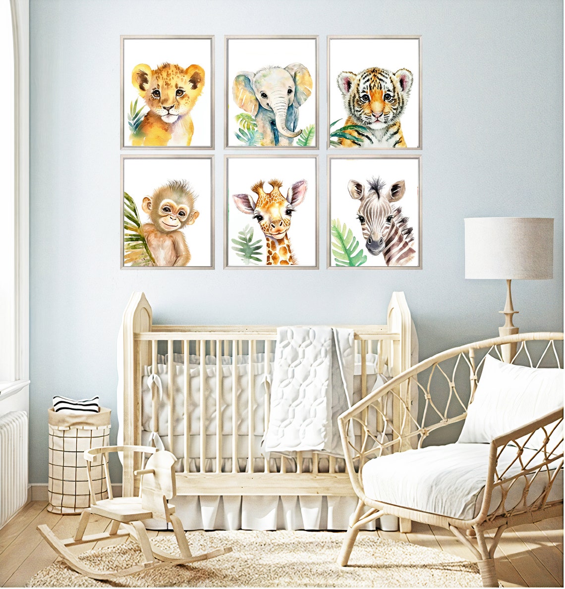 Set of 6 Baby Animals, PRINTABLE WALL ART Nursery Decor, Watercolor ...