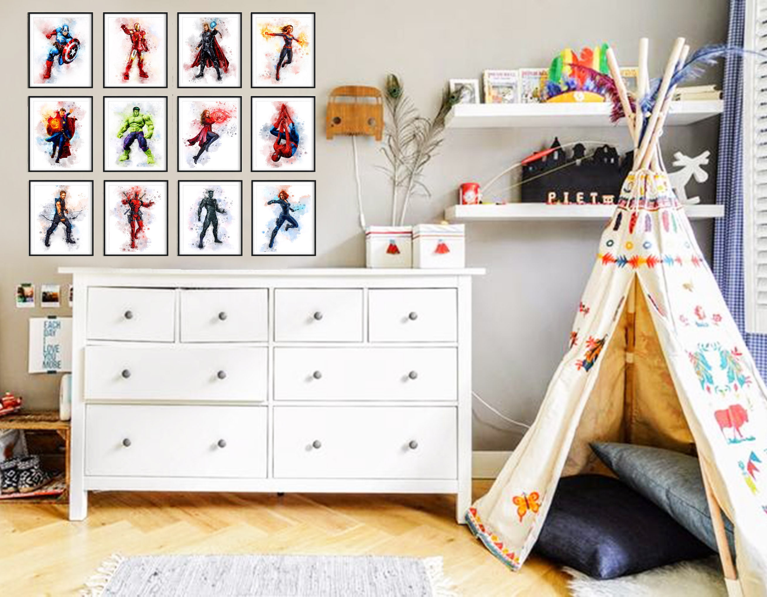 Set 12 Superheroes DOWNLOAD Marvel Print Superhero Avengers Etsy