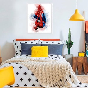 Spiderman UTSKRIVBAR KONST Spiderman-tryck Spiderman-affisch Superhjälte-tryck, Marvel-tryck Avengers-konstdekoration present barnrumstryck nedladdning bild 2