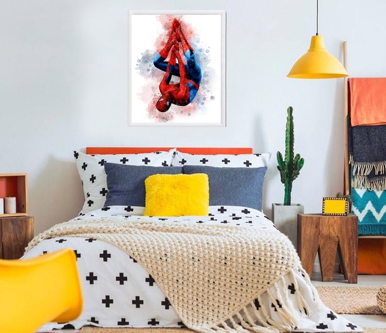 Spiderman UTSKRIVBAR KONST Spiderman-tryck Spiderman-affisch Superhjälte-tryck, Marvel-tryck Avengers-konstdekoration present barnrumstryck nedladdning bild 2