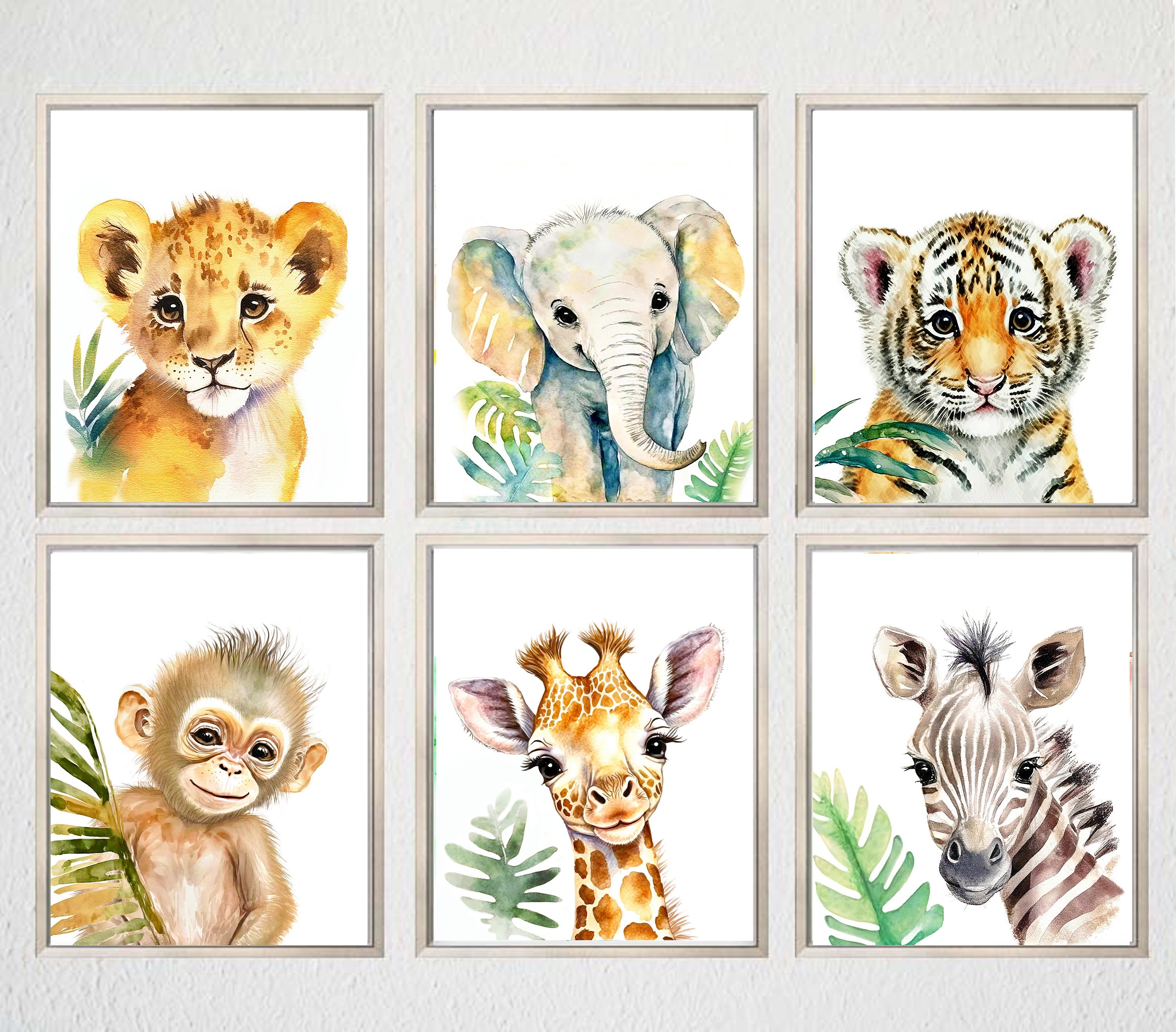 Set of 6 Baby Animals, PRINTABLE WALL ART Nursery Decor, Watercolor ...