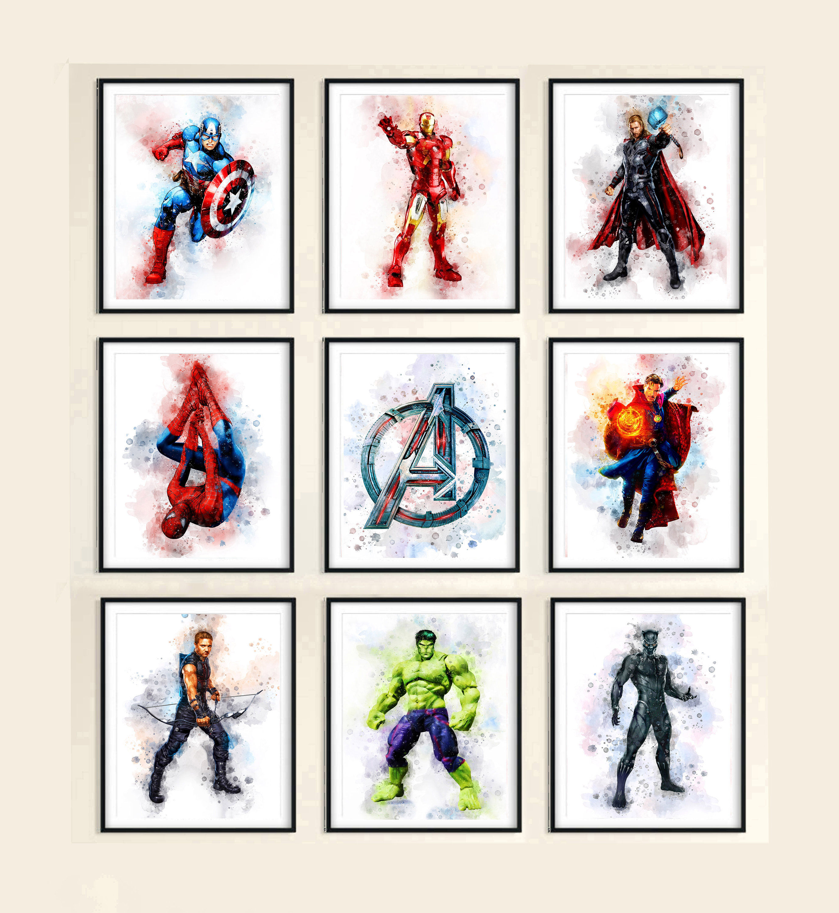 Set 9 Superheroes DOWNLOAD Marvel Print Superhero Avengers Etsy