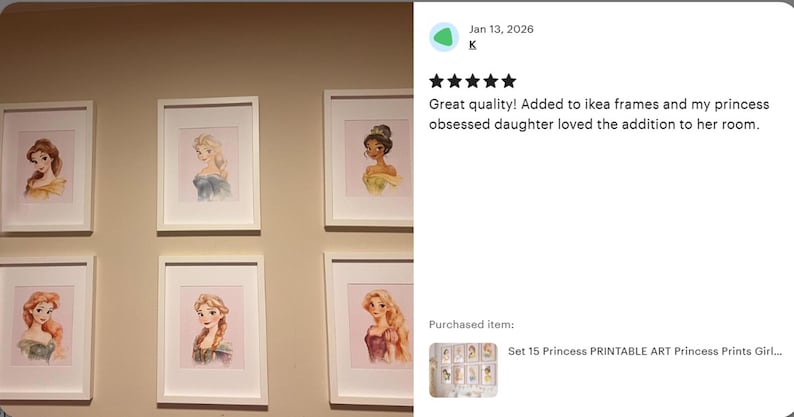 Set 15 Princess PRINTABLE ART Princess Prints Girl Nursery Decor Boho Fairy Tale Girl Room Decor Pink Princess Nursery Decoration Princesses image 16