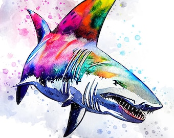 Autocollant Mural Grand Requin Blanc - Décalcomanie Vinyle Amovible, Décoration Chambre Thème Océan