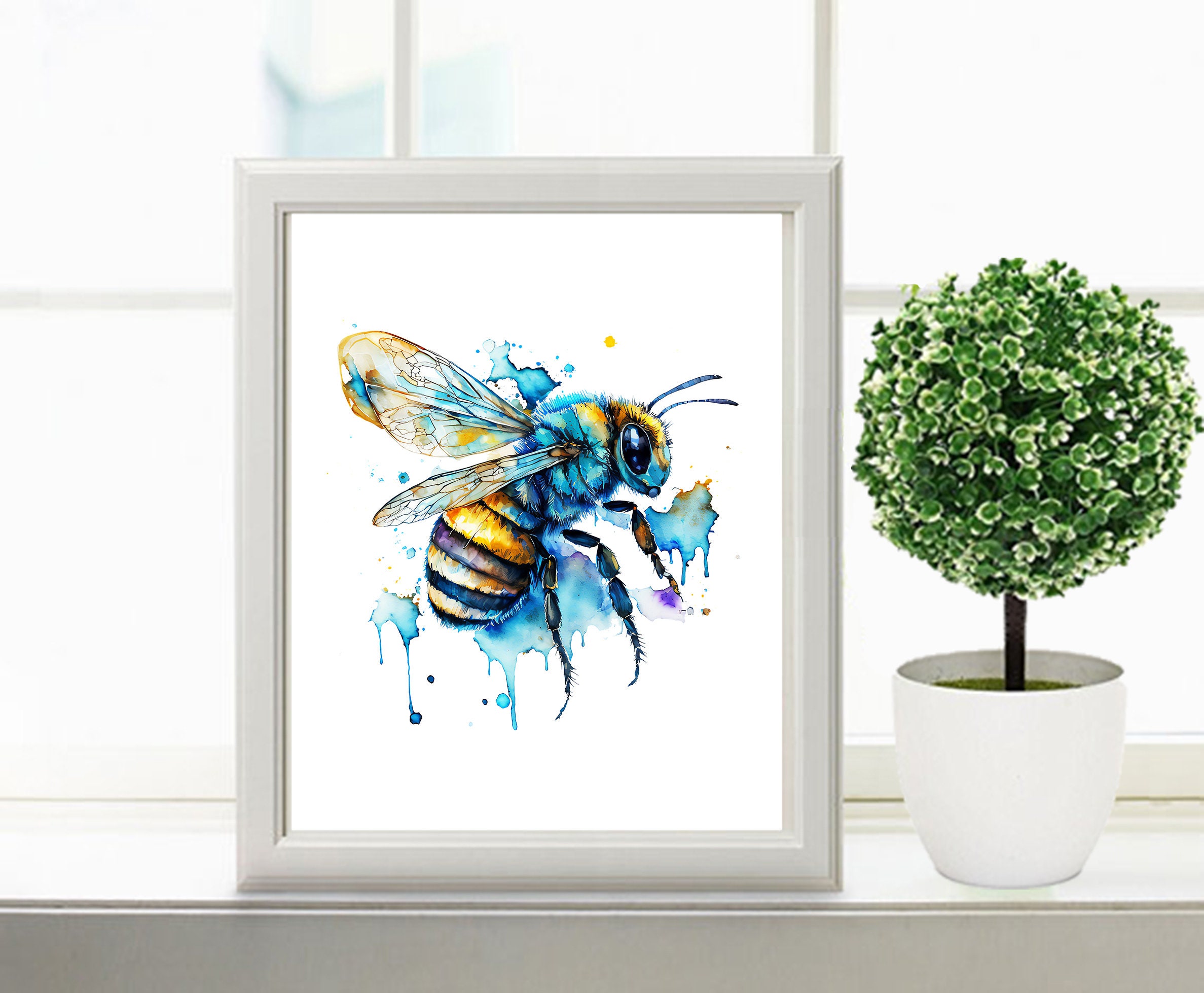 水彩画の蜂 印刷可能なアート 蜂のプリント ポスター 壁装飾アート 蜂