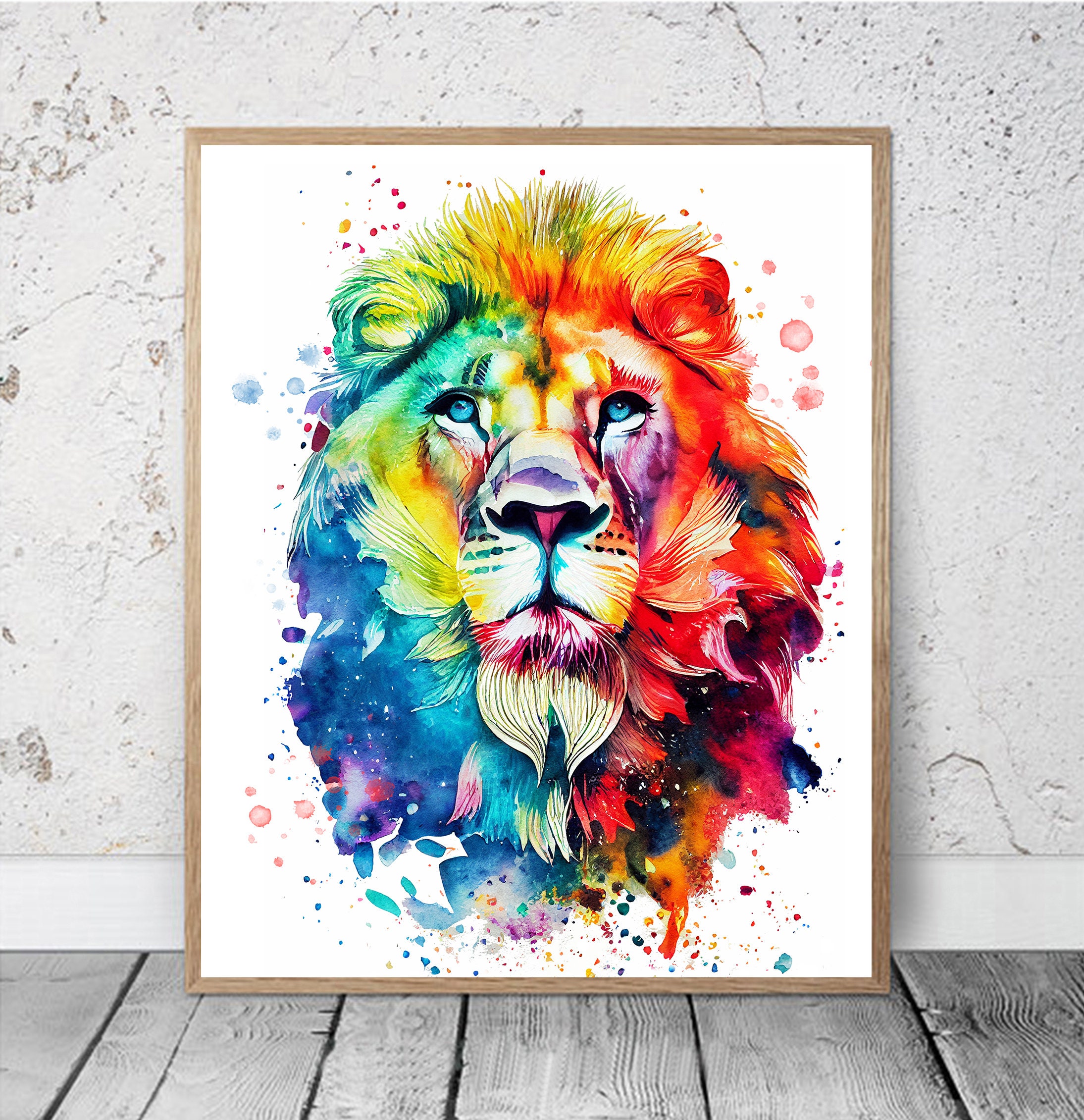 Watercolor Lion PRINTABLE ART Lion Print Instant Download