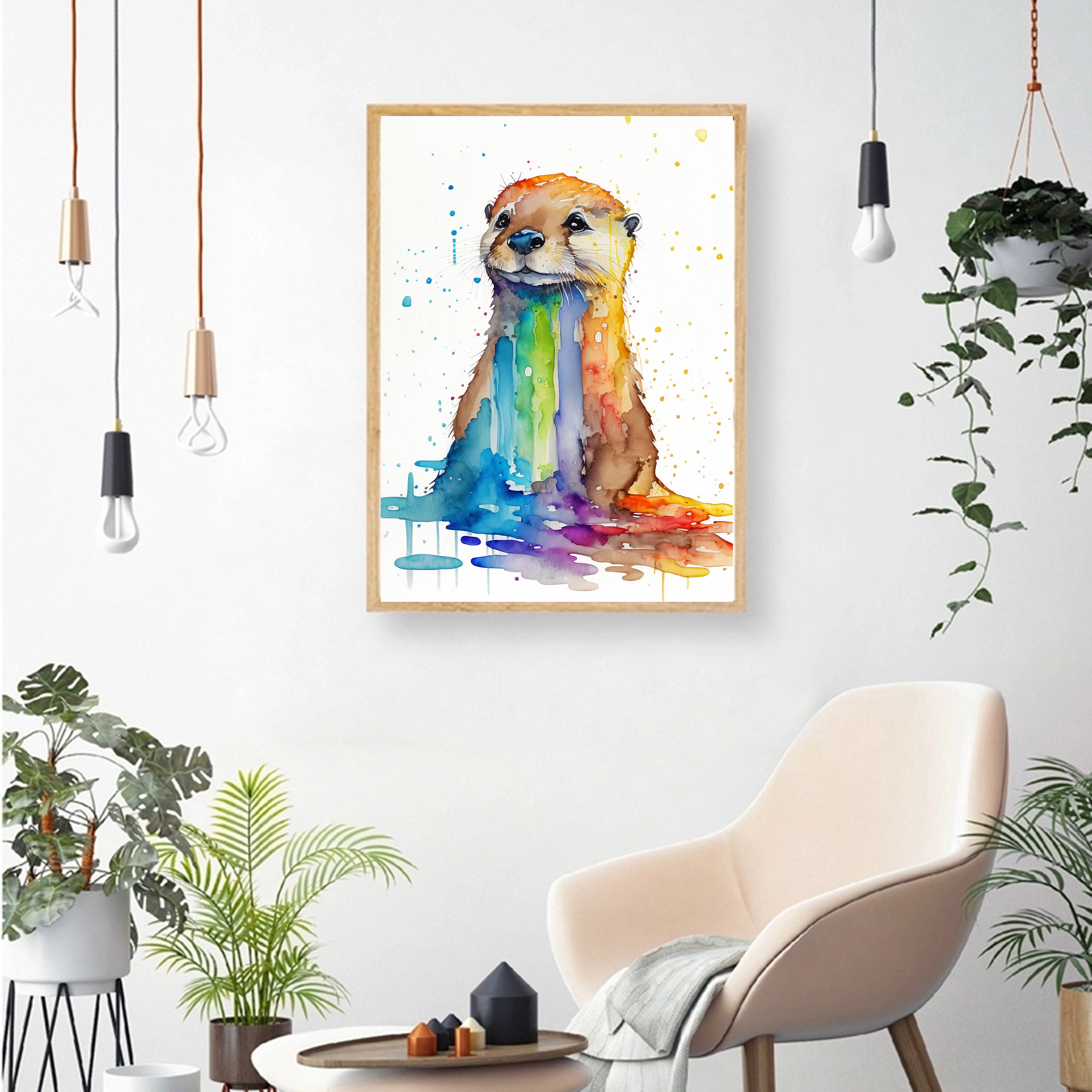 Discover Watercolor Otter PRINTABLE ART - Cute Otter Print Otter Gifts Poster Animals, No Frame