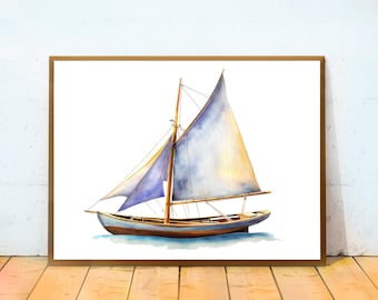 Watercolor Sailboat Print PRINTABLE ART Sailboat Wall Art Nursery Art Nautical Nursery Decor Baby Room Wall Decor Kids Gallery Wall Art Boy