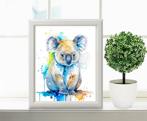 水彩コアラ 印刷可能なアート コアラ プリント ダウンロード コアラ