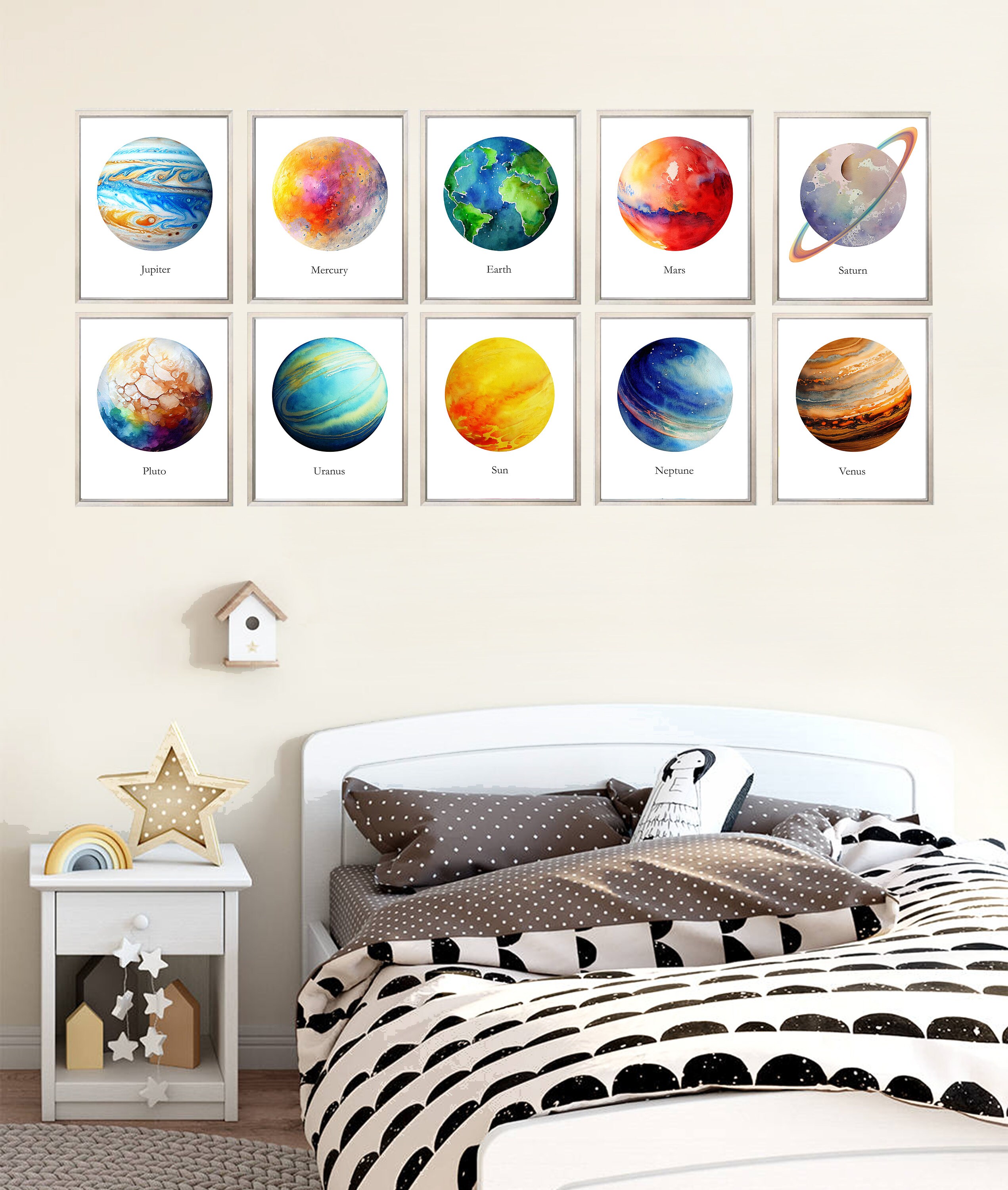 Solar System Set of 10 Watercolor Planets PRINTABLE ART Planet Space Wall Art Children Gifts Astronomy Posters Educational Printables Kids Etsy