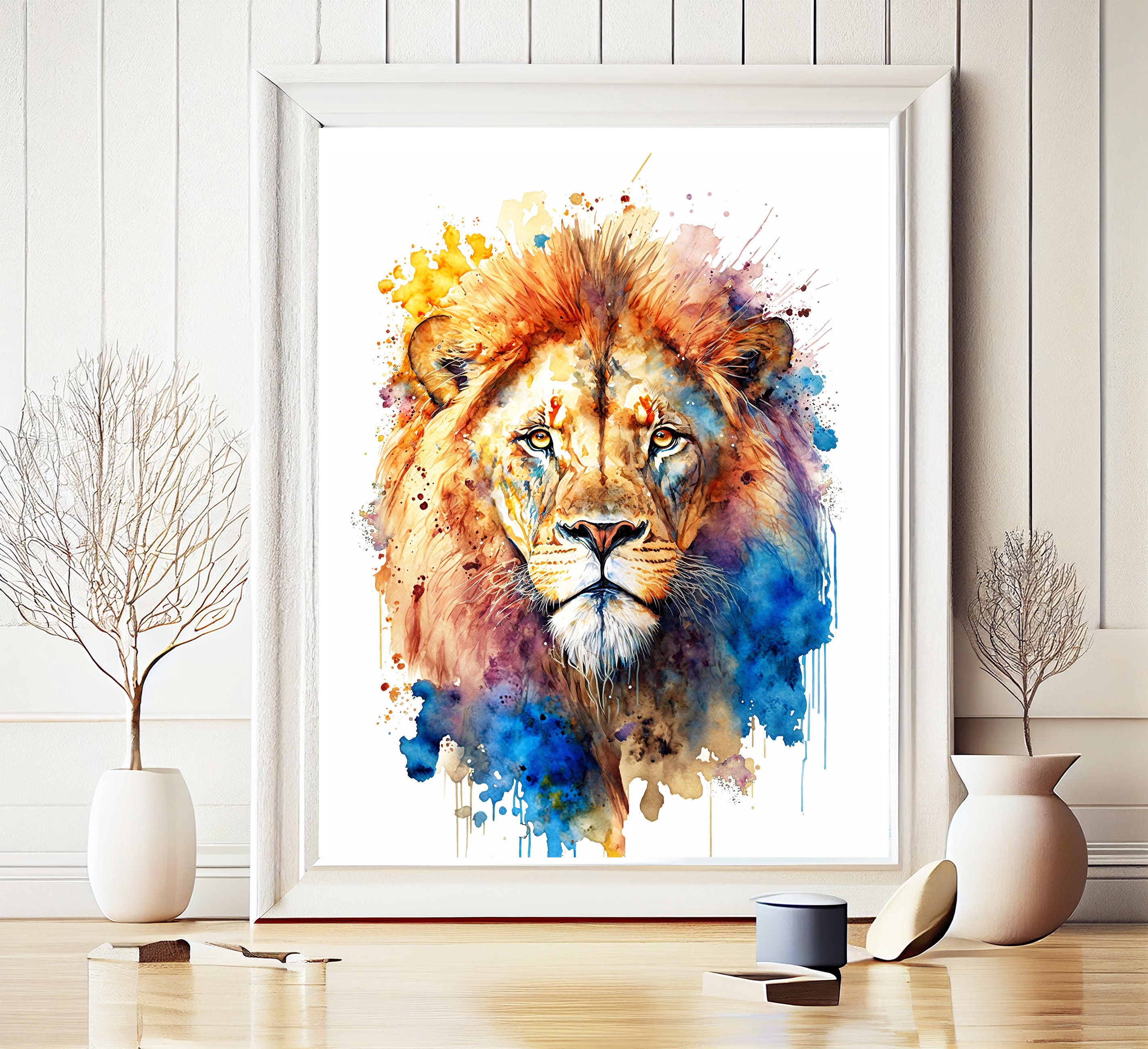 Lion Watercolor PRINTABLE ART Lion Print Instant Download