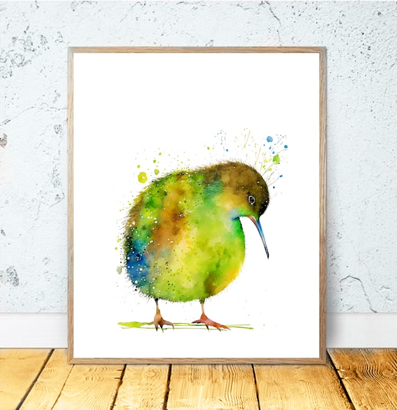 キウイ鳥水彩画印刷可能なアートキウイプリントダウンロードキウイ