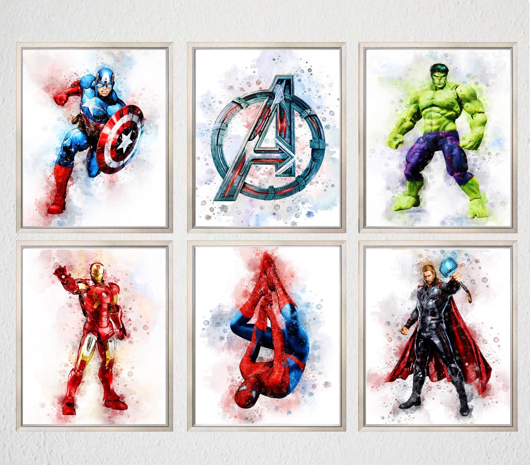 Set 6 Superheroes AVENGERS Marvel DOWNLOAD Printable Art Print Avengers ...