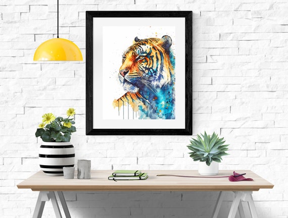 水彩画 虎 印刷可能なアート 虎プリント 即時ダウンロード 虎ポスター