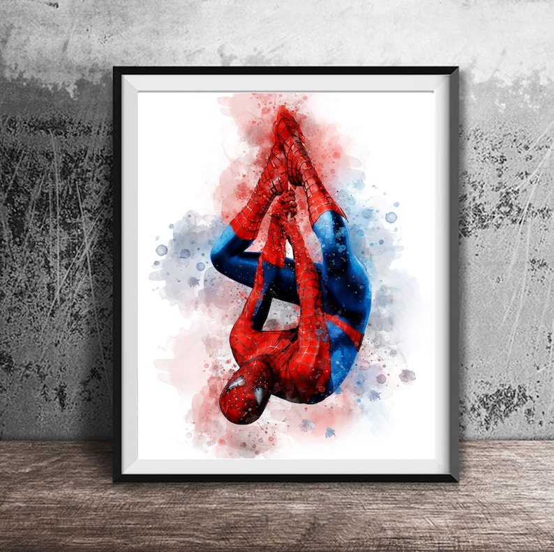 Spiderman UTSKRIVBAR KONST Spiderman-tryck Spiderman-affisch Superhjälte-tryck, Marvel-tryck Avengers-konstdekoration present barnrumstryck nedladdning bild 5