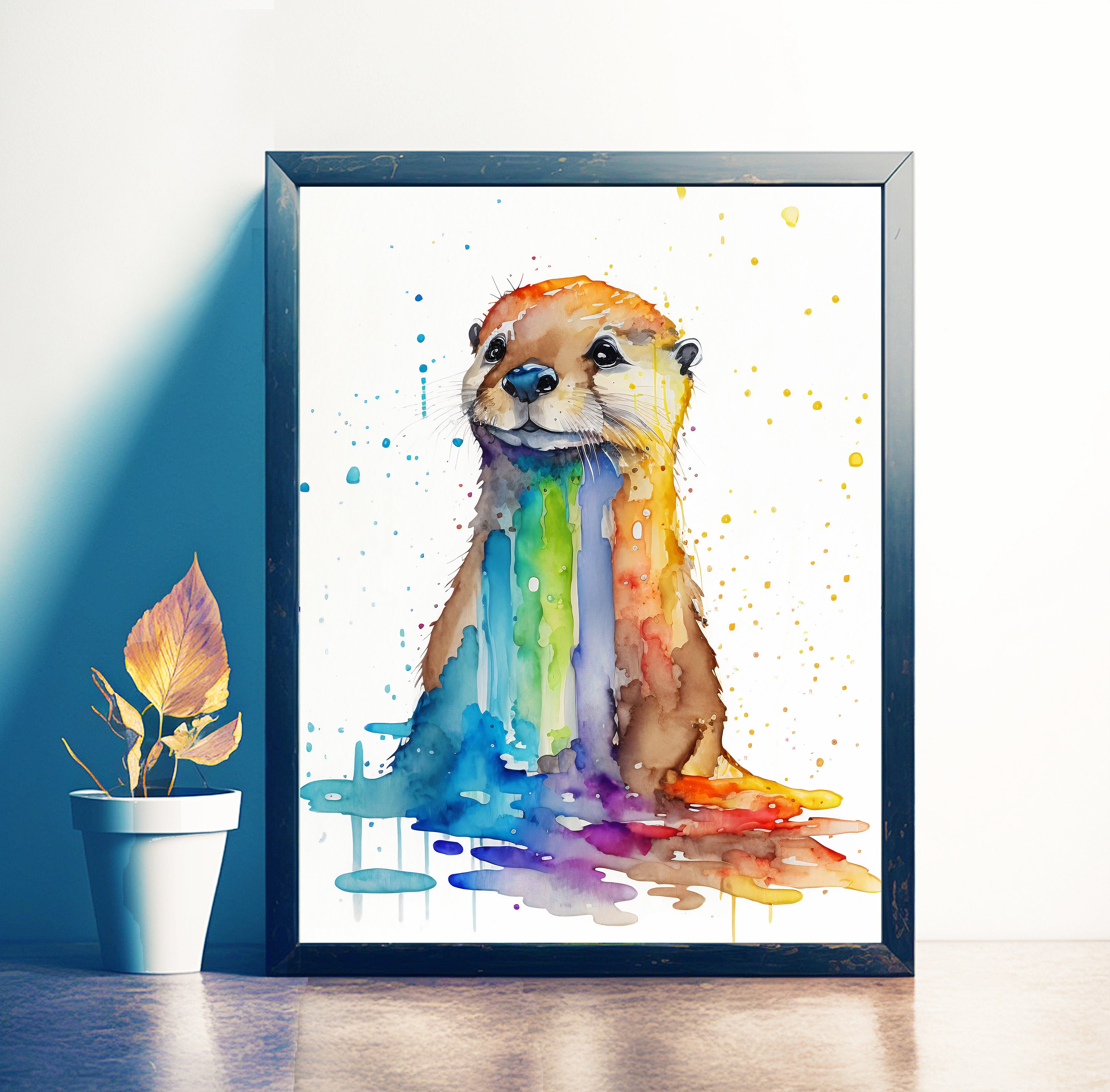 Discover Watercolor Otter PRINTABLE ART - Cute Otter Print Otter Gifts Poster Animals, No Frame