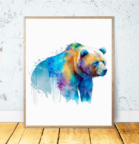 Watercolor Bear PRINTABLE ART Bear Print Bear Poster Digital Print Bear Wall Art Decor Animal Download Bear Gift Animals Wildlife Nature #33