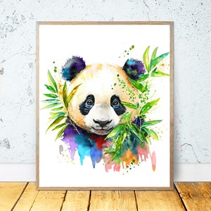 Panda Bear Watercolor PRINTABLE ART Colorful Panda Print Panda Poster Bear Wall Decor Animal Bear Gift Nursery Wildlife Nature Gifts #18
