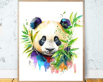 Panda oso acuarela IMPRIMIBLE ARTE colorido panda impresión panda cartel oso pared decoración animal oso regalo vivero vida silvestre naturaleza regalos #18