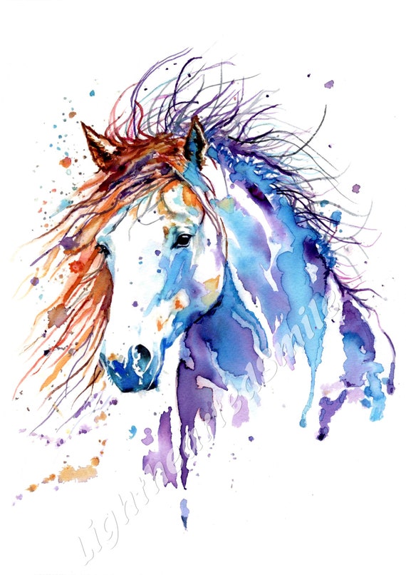 水彩画 馬 印刷可能なアート 馬のプリント ダウンロード 馬のポスター