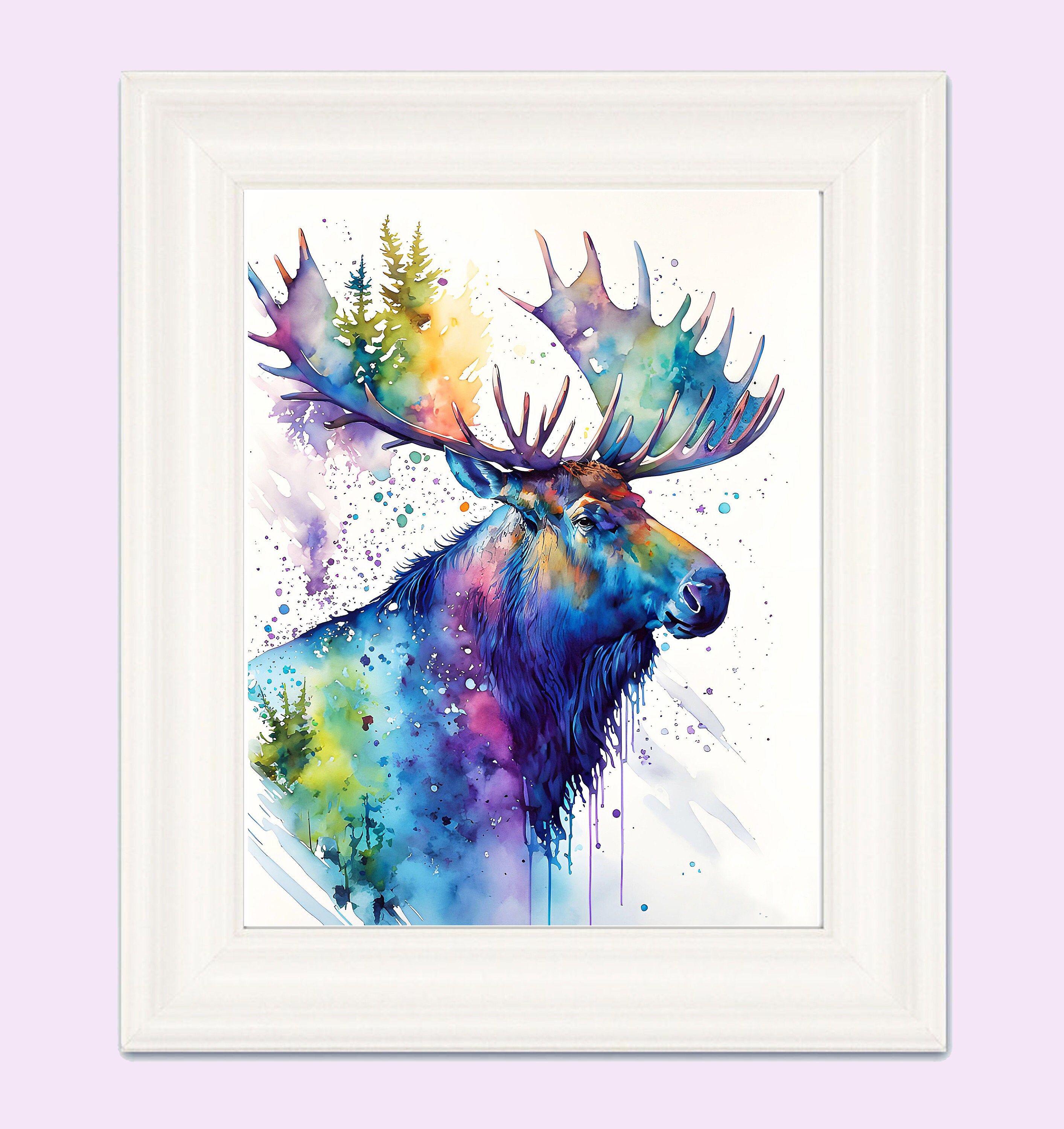 Watercolor Moose PRINTABLE ART Moose Print Download Moose Poster Gift ...