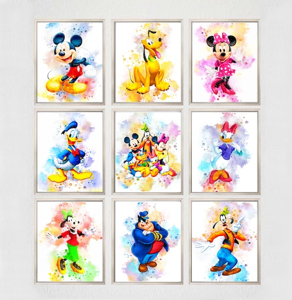Set 9 DISNEY Prints, Disney PRINTABLE ART, Disney Poster Disney Wall Decor  Mickey Mouse Print Watercolor Disney Donald Minnie Nursery Gift -   Canada