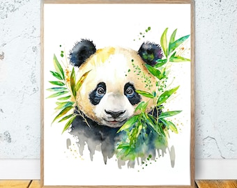 Panda Oso Acuarela IMPRIMIBLE ARTE Panda Impresión Panda Cartel Oso Pared Decoración Animal Descargar Oso Regalo Animales Vida Silvestre Naturaleza Regalos Arte #18