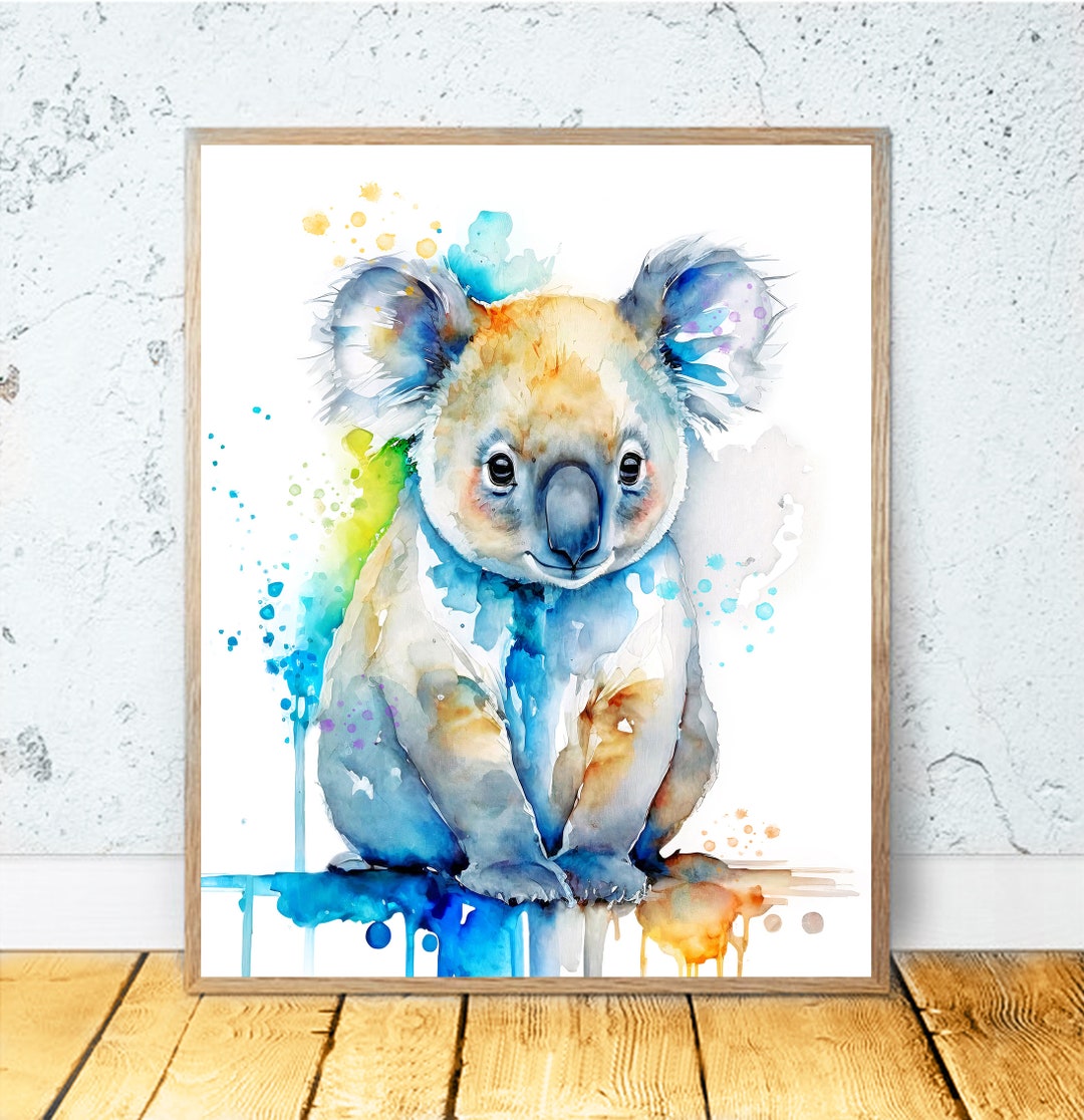 水彩コアラ 印刷可能なアート コアラ プリント ダウンロード コアラ