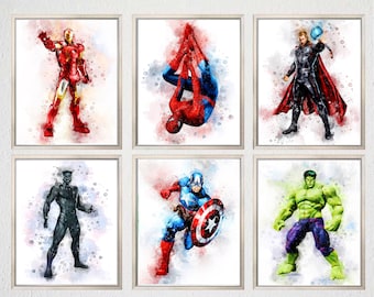 Superhero Watercolor | Etsy