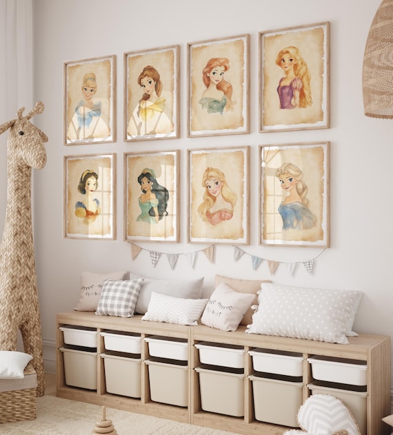 Set 15 Princess PRINTABLE ART Princess Prints Girl Nursery Decor Vintage Style Decor Girls Room Decor Princess Nursery Decoration Princess