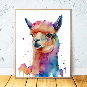 Llama Watercolor PRINTABLE ART Alpaca Lama Print Instant Download Poster Wildlife Gift Animals  Decor Nursery Animal Painting Colorful #25