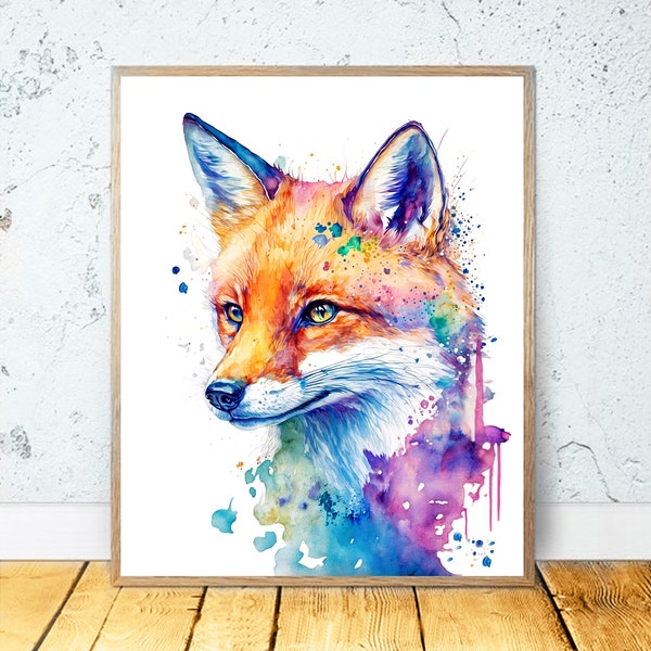 Fuchs Aquarell DRUCKBARE Kunst Fuchs Fuchs Poster Fuchs Dekor Fuchs Aquarell Fuchs Geschenk Fuchs druckbare Kunstdruck Geschenk bunt #58