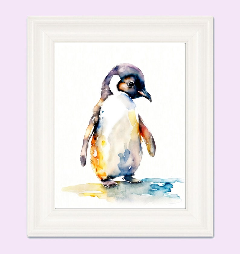 Baby Penguin Watercolor PRINTABLE ART Penguin Print Instant - Etsy