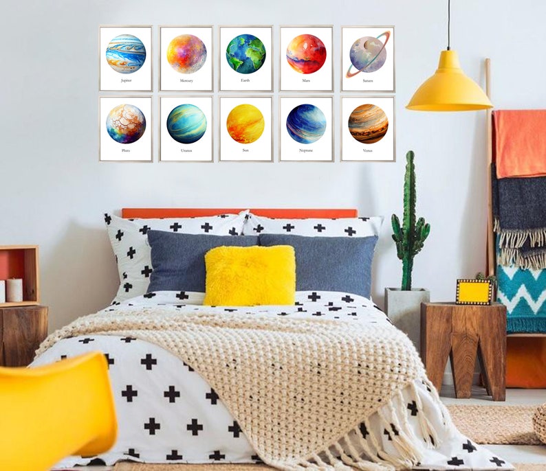 Solar System Set of 10 Watercolor Planets PRINTABLE ART Planet Space ...