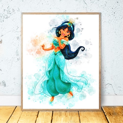 Princess Jasmine Print Watercolor Poster Printable Disney Art Etsy