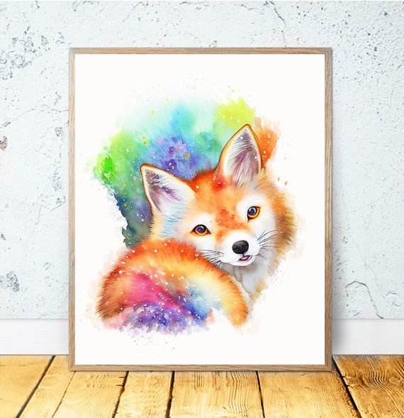 Fox Watercolor PRINTABLE ART Fox Print Download Cute Fox - Etsy