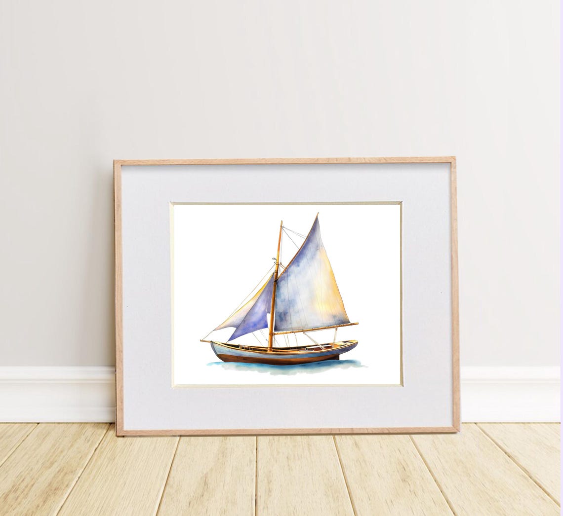 Watercolor Sailboat Print PRINTABLE ART Sailboat Wall Art Nursery Art ...