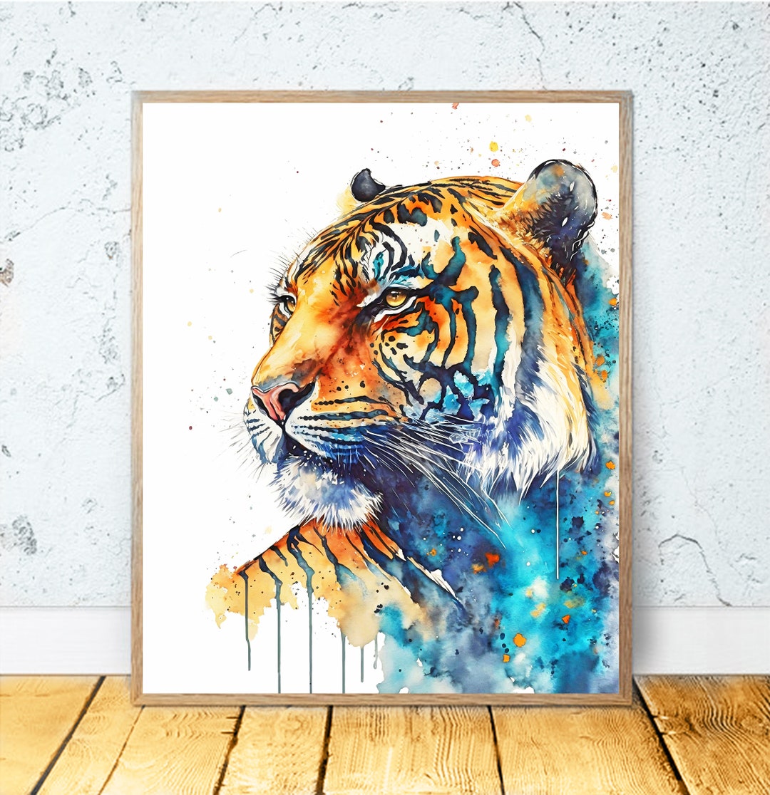 虎の絵 水彩画 虎 印刷可能なアート 虎プリント 即時ダウンロード 虎ポスター
