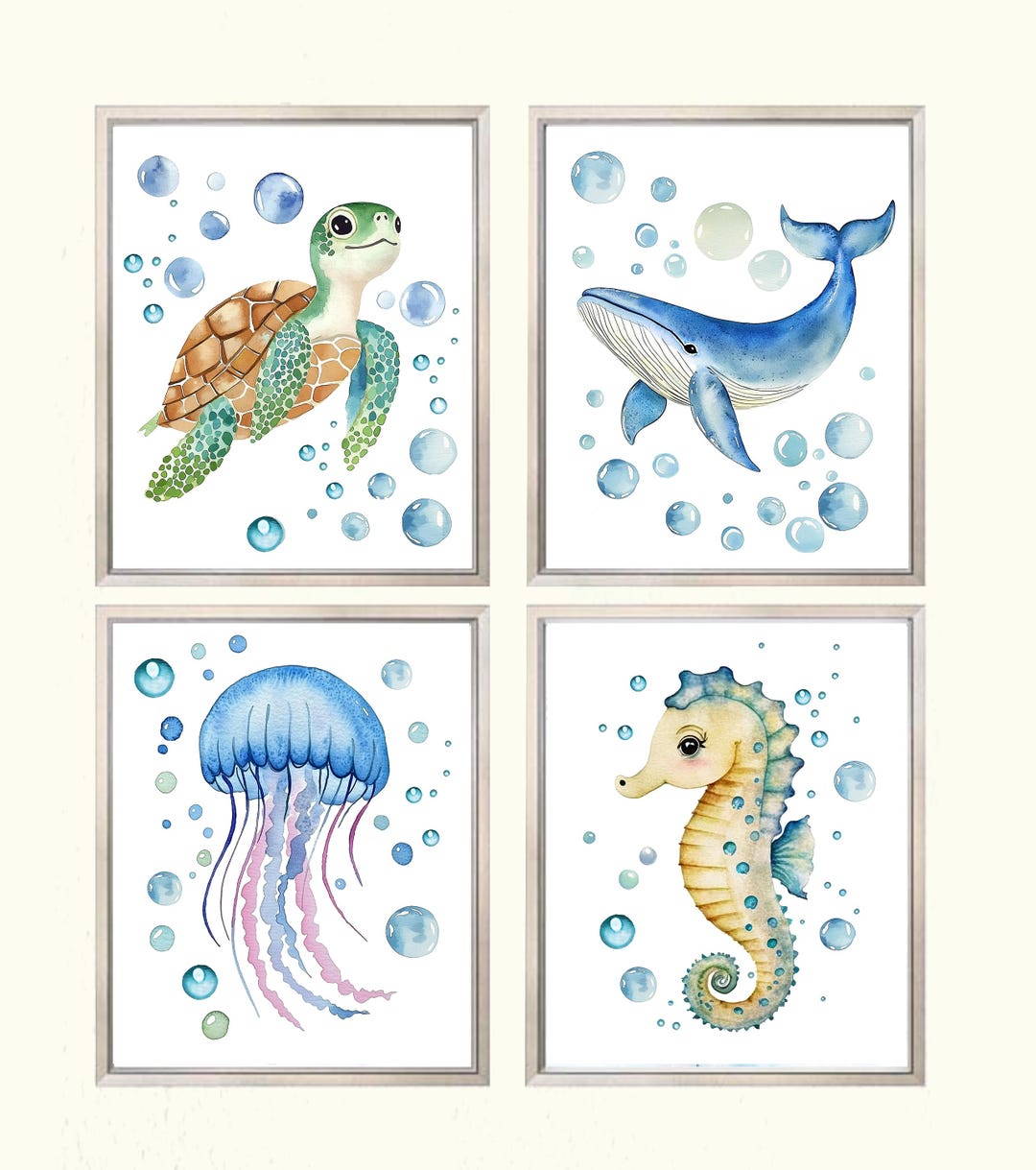 Set of 4 Ocean Nursery Prints, Kids PRINTABLE WALL ART Boy Nursery ...