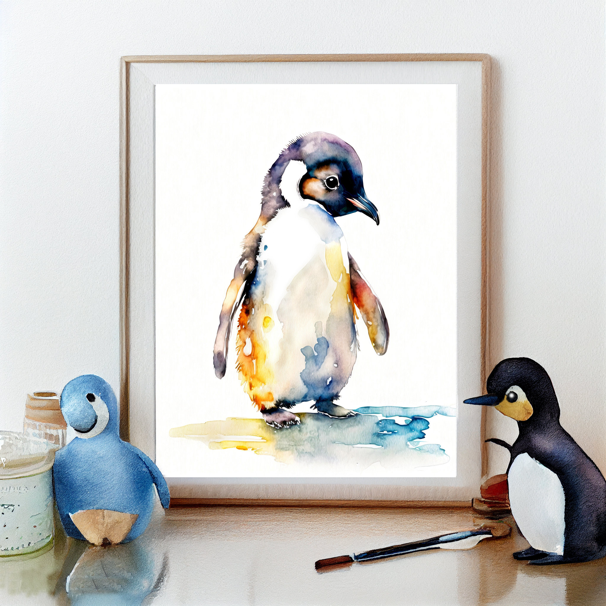 Baby Penguin Watercolor PRINTABLE ART Penguin Print Instant