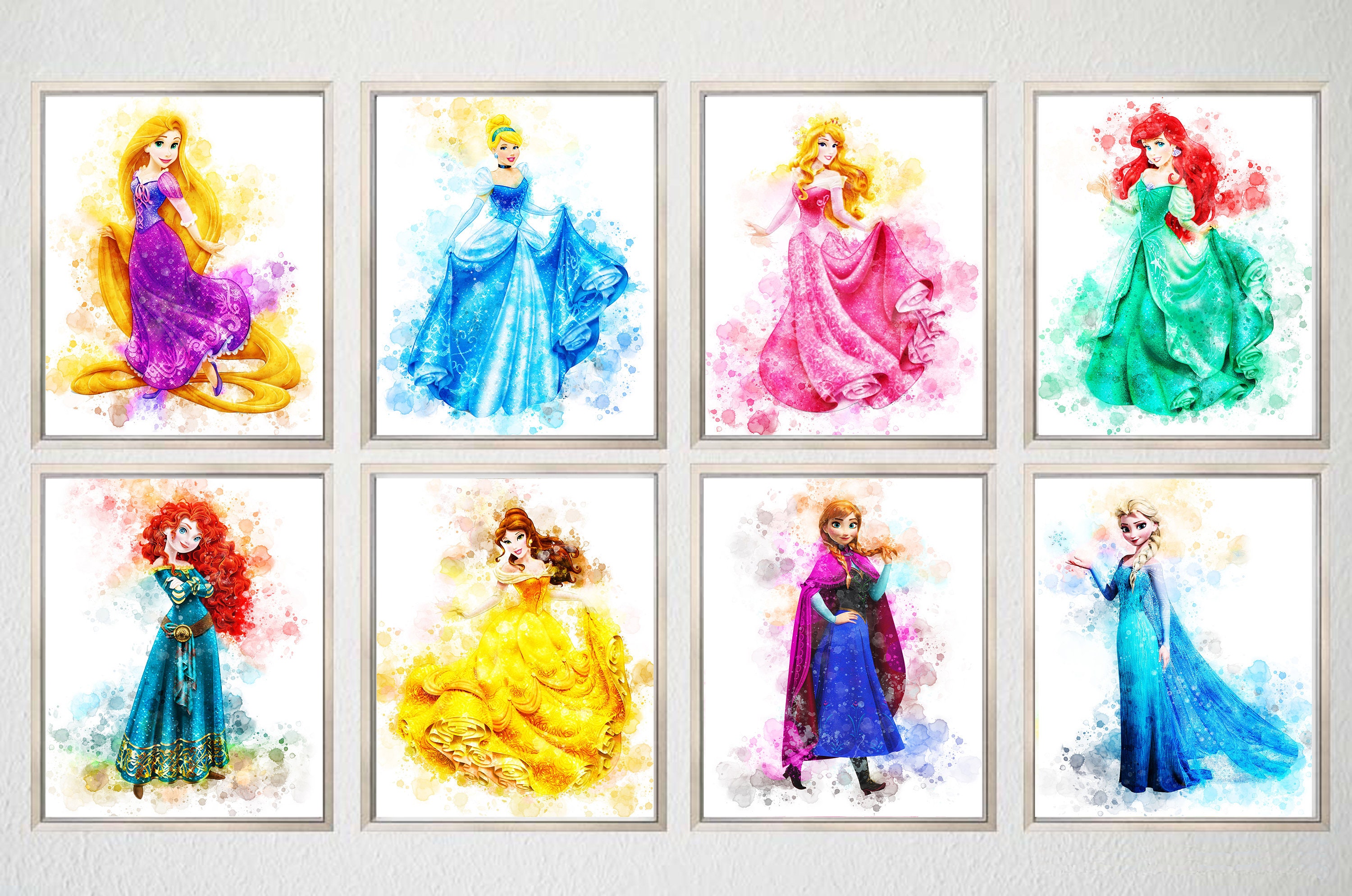 Set 12 Disney Princess PRINTABLE ART Watercolor Disney - Etsy Australia
