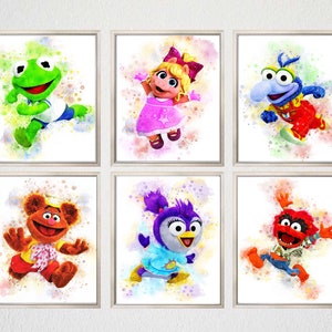 Set 6 Muppet Babies DRUCKBARE KUNST Muppets Print Muppet Babies Poster Kinder Baby Zimmer Dekor Drucke Kinderzimmer Kinder Aquarell Geburtstagsgeschenk