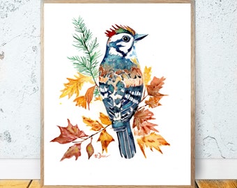 Downy Woodpecker ORIGINAL WATERCOLOR Painting, Original Woodpecker Painting Bird Decor gift Original Watercolors Woodpecker Art Birds Lover